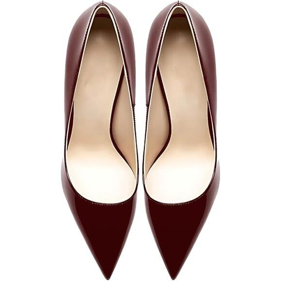Qunvngutui Womens Size 11 Wine Red 5" High Heel Pointed Toe Stiletto Pumps Shoes - Picture 6 of 7